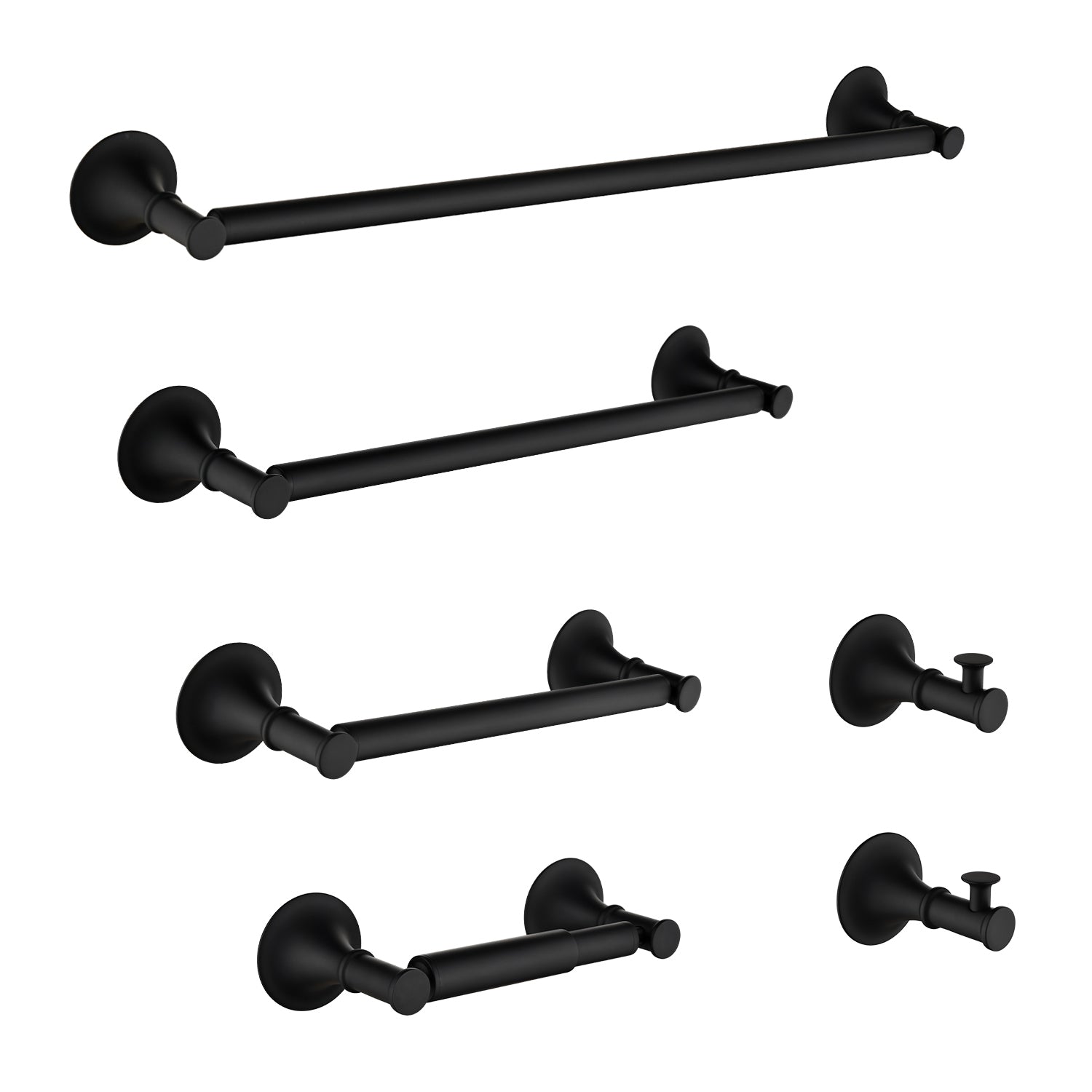 6 Piece Brass Bathroom Towel Rack Set Wall Mount Matte Black Brass