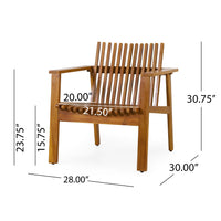 Outdoor Acacia Wood Slatted Club Chairs, Set Of 2, Teak Finish, Acacia Wood, 30"D X 28"W X 30.75"H Brown Acacia Wood