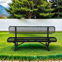 6 Ft. Outdoor Steel Bench With Backrest In Black Black Carbon Steel