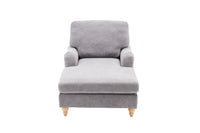 Modern Mid Century Indoor Oversized Chaise Lounger Comfort Sleeper Sofa With Soild Wood Legs Grey Foam 1 Seat