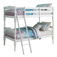 White Twin Over Twin Bunk Bed White White Bedroom Wood