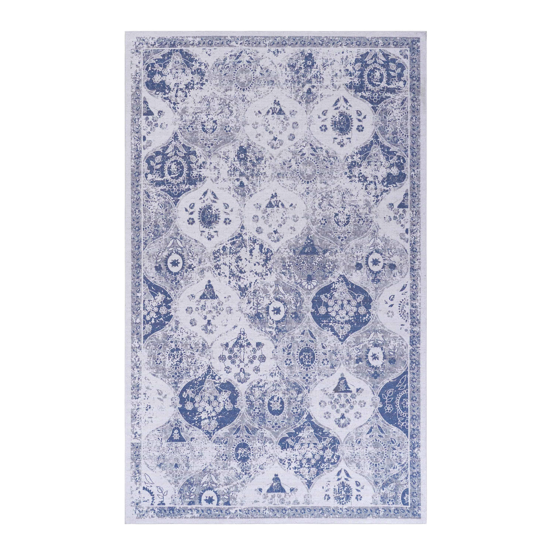 Area Rugs 8X10 For Bedroom, Washable Rug, Low Pile, Non Slip, Non Shedding, Foldable, Kid&Pet Friendly Area Rugs For Living Room, Bedroom, Kitchen, Dining Room, Blue Area Rug Blue, 8' X 10' Blue Chenille Polyester