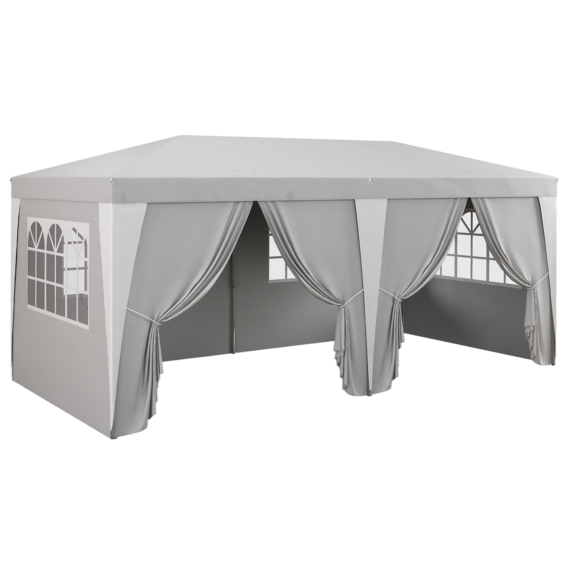 Outsunny 19 X 10' Pop Up Canopy Tent With 6 Removable Sidewalls, 4 Windows, Large Ez Up Canopy With Adjustable Height, Instant Shelter Gazebo For Outdoor Events, Party, Wedding, Gray Gray Steel