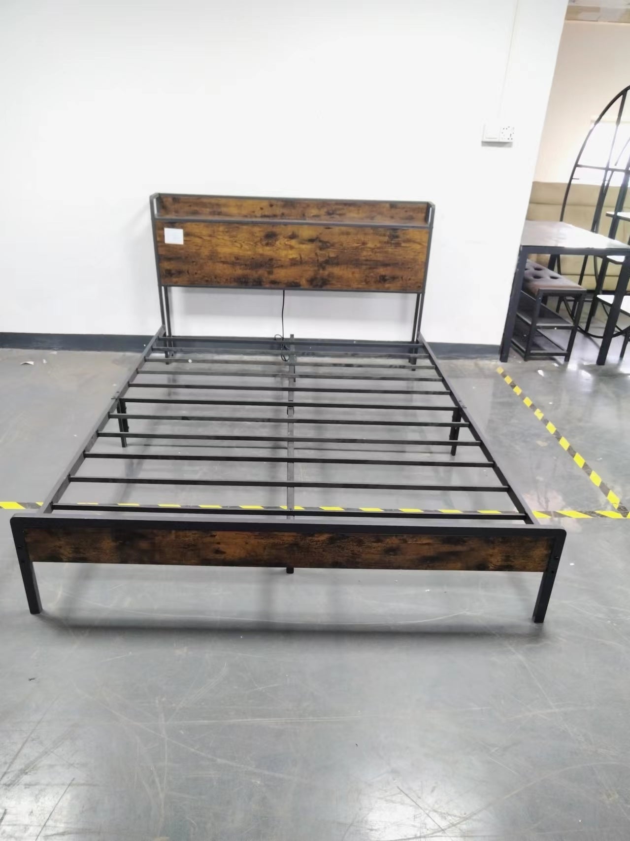 Bed Frame With Charging Station Full Size, Rustic Brown, 83.1'' L X 56.1'' W X 39'' H Full Rustic Brown Particle Board