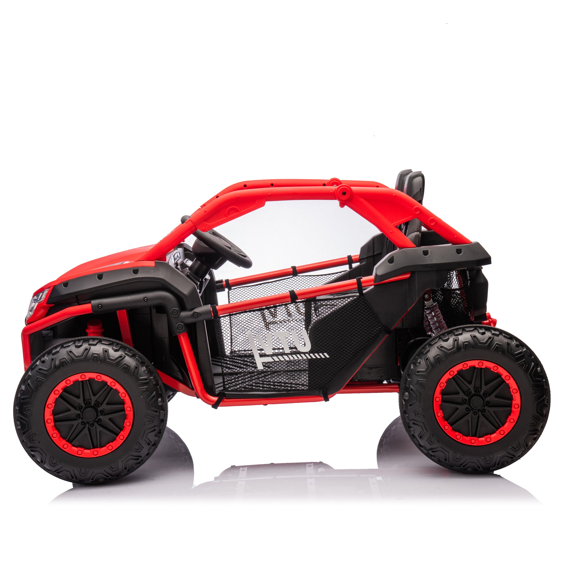 24V Two Seater Kids Ride On Utv W Parents Control,20In Seat Width,400W Super High Power,Four Wheel Suspension,Bluetooth,Mp3,Usb,Led Light,Horn,Rear Storage Space,Speeds 3.73 4.97Mph For Kids Aged 3 . Red 100 149 Lbs Polypropylene