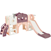 7 In 1 Toddler Slide Set, Freestanding Space Set With Slide, Kids Slide Playset Structure, Arch Tunnel And Basketball Hoop, Toy Storage Organizer For Toddlers, Kids Climbers Playground Purple 50 99 Lbs Cute 1 To 2 Years Hdpe Indoor & Outdoor Use