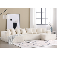 Arrived 131'' Modular Sectional Couch, U Shaped Sofachaise Lounge, Striped Fabric,Upholstered 4 Seater Couch For Living Room, Bedroom, Free Combination Sofa Corduroy ,White White Polyester Primary