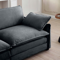 Modern Living Room Sofa 3 Pieces Set, Two 2 Seater Sofas And One 3 Seater Sofas, Upholstery Large Deep Seat Sofa With Sofat Cushion And Pillowss,Grey Corduroy Grey Corduroy 7 Seat