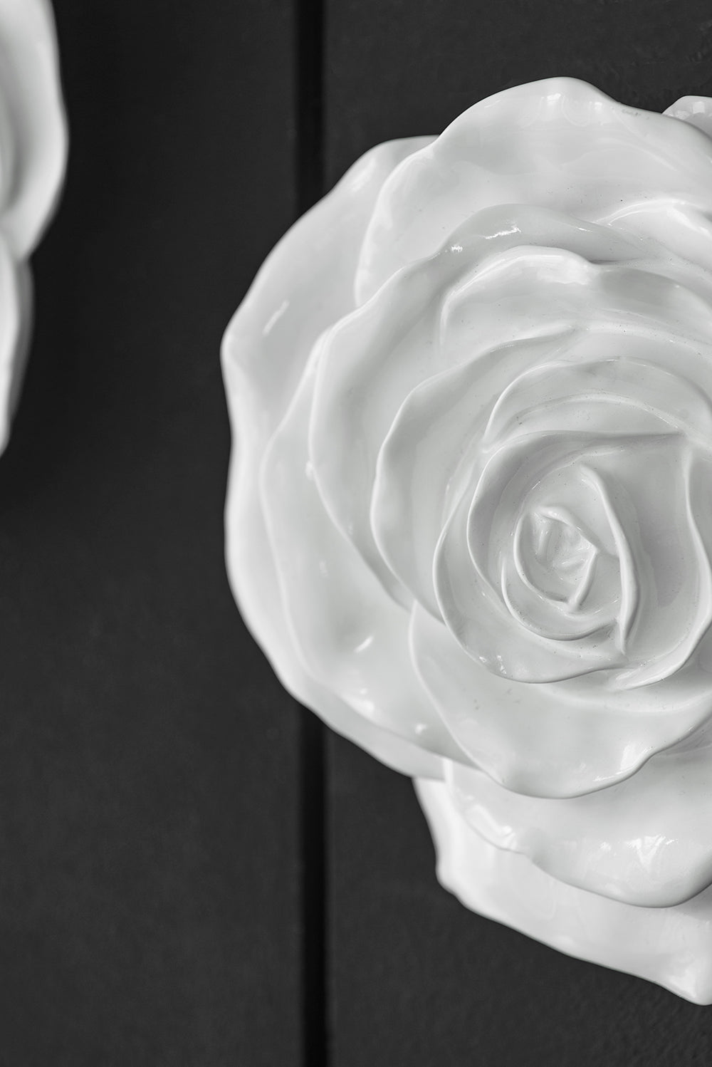 S 2 White Rose Hanging Wall Accents White Resin