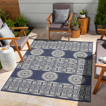 Sunshine Gc Har2022 Blue 7 Ft. 10 In. X 10 Ft. 3 In. Indoor Outdoor Area Rug Blue Polyester Polypropylene