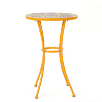 Barnsfield End Table Yellow Ceramic Tile Iron