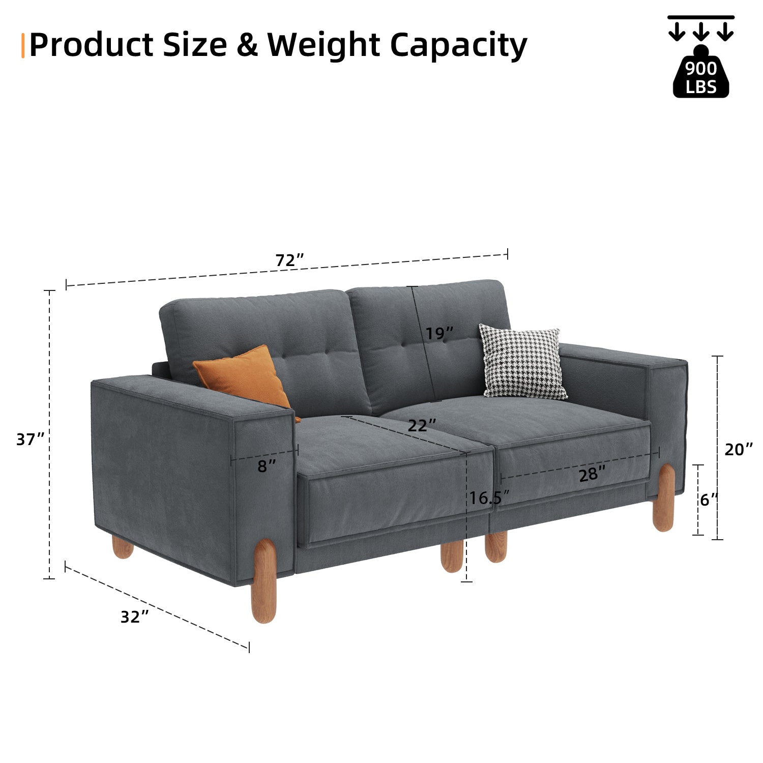 Loveseat Sofa With Deep Seat, Modern Chenille Beautiful Seat Couch For Living Room Upholstered 2 Seater Small Couch For Bedroom, Apartment Gray Chenille