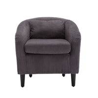 Coolmore Living Room Accent Barrel Chair, Century Modern Style Decorative Chair, Armchair For Living Room With Thick Cushions And Pillows, Comfy Single Sofa Chair, Chair With Wooden Legs,Dark Grey Dark Gray Corduroy