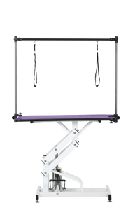 42.5Inch Hydraulic Pet Grooming Table With "H" Arm Purple White Purple Mdf Steel