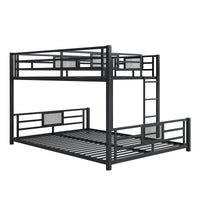 L Shaped Metal Twin Over Full Size Bunk Bed, Black Box Spring Not Required Black Metal Metal