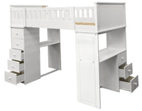 White Twin Loft Bed With Desk And Chest White Bedroom Particle Board Mdf