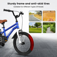 A14114 Kids Bike 14 Inch For Boys & Girls With Training Wheels, Freestyle Kids' Bicycle With Fender. Blue Steel