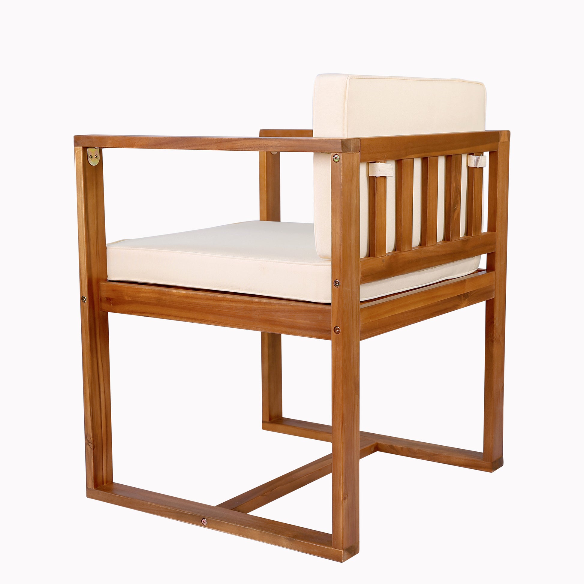 Patio Dining Chairs Set Of 2 Teak Beige Acacia Wood