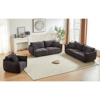 3 Seater 3 Seater 1 Seater Combo Sofa Modern Living Room Sofa, Linen Fabric Sofa, Wooden Frame With 5 Pillows, Apartment Sofa Furniture Black Linen Wood Primary Living Space Pine Foam Fabric 7 Seat