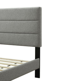 Twin Sized Channel Bed In A Box W Usb Gray Upholstered