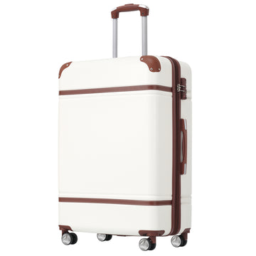 Hardshell Luggage With Tsa Lock24" Expandable Lightweight Suitcase With Spinner Wheels, Single Vintage Luggage,White White Abs