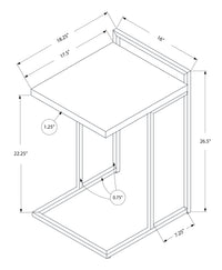 Accent Table, C Shaped, End, Side, Snack, Living Room, Bedroom, Grey Laminate, Black Metal, Contemporary, Modern Grey Particle Board