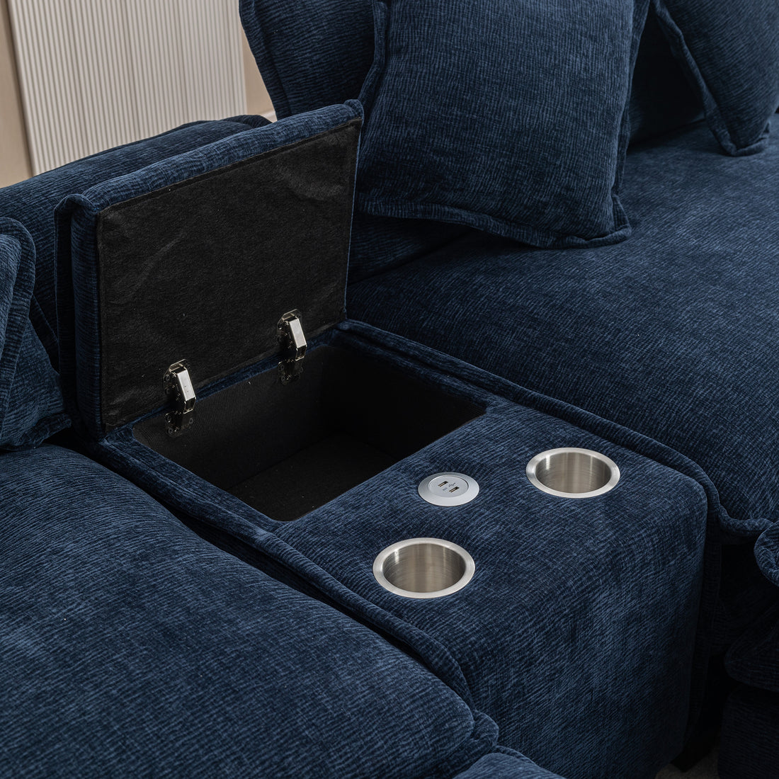 112.6" Sectional Sofa Chenille Upholstered Sofa