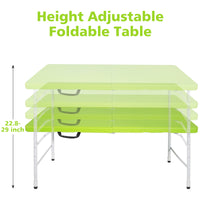 4Ft Green Portable Folding Table Indoor&Outdoor Maximum Weight 135Kg Foldable Table For Camping Green Garden & Outdoor Iron Plastic