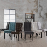 Dining Chair Aqua Blue Wood Fabric