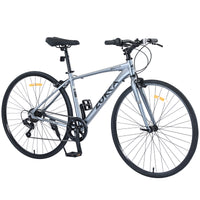 Shimano 7 Speed Hybrid Bike Aluminum Alloy Frame C Brake 700C Road Bike For Men Women'S City Bicycle Grey Aluminium Alloy