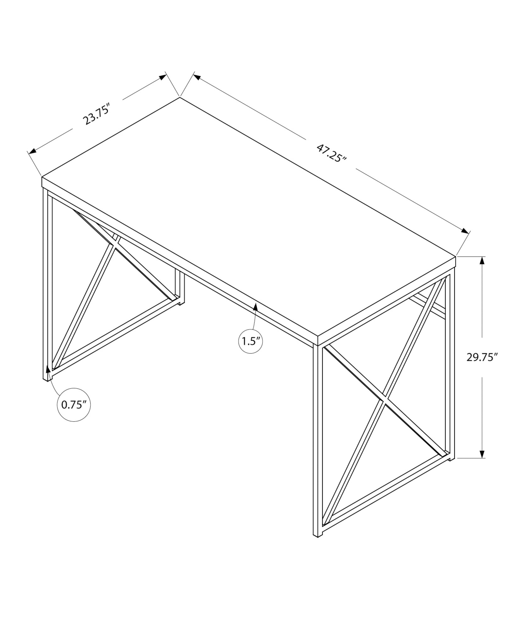 Computer Desk, Home Office, Laptop, Work, Brown Laminate, Chrome Metal, Contemporary, Modern Taupe Particle Board