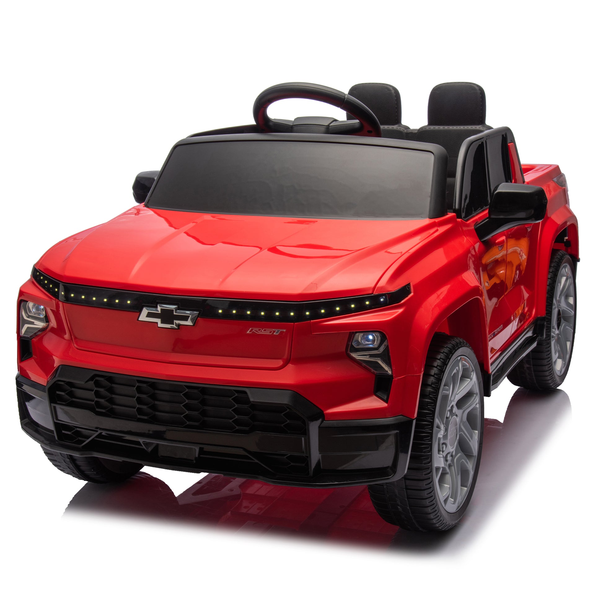 12V Kids Ride On Car W Parents Control,Licensed Chevrolet Silverado,Four Wheel Suspension,Led Lights,Bluetooth,Music,Usb,Mp3,Power Display,Speeds 1.86 3.11Mph For Kids Aged 2 5. Red 50 99 Lbs