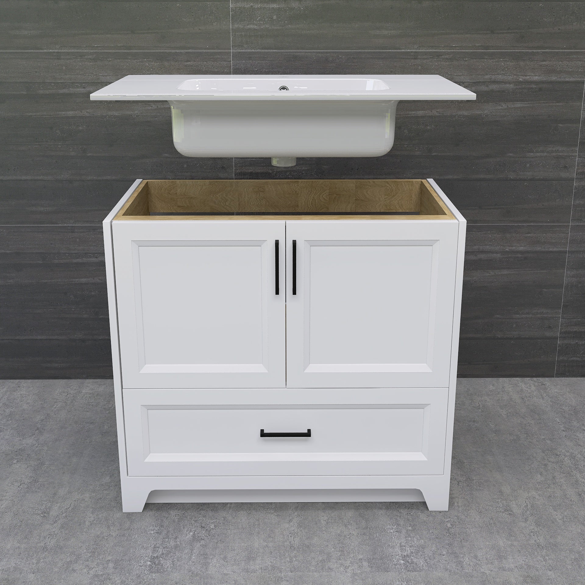 Solid Wood 36 Inch Bathroom Vanity With Single Sink Combo, Modern Vanity Cabinet With 2 Soft Closing Doors & 1 Full Extension Dovetail Drawer White 1 White 2 1 36 To 47 In 32 To 35 In Soft Close Doors Bathroom Freestanding Luxury,Modern 20 25 Inches