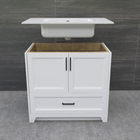 Solid Wood 36 Inch Bathroom Vanity With Single Sink Combo, Modern Vanity Cabinet With 2 Soft Closing Doors & 1 Full Extension Dovetail Drawer White 1 White 2 1 36 To 47 In 32 To 35 In Soft Close Doors Bathroom Freestanding Luxury,Modern 20 25 Inches