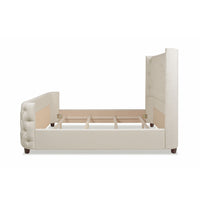 Brooklyn King Tufted Panel Bed Headboard And Footboard Set, Light Beige Linen Box Spring Required King Beige Wood Foam Linen Linen