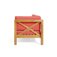Brava X Back Right Corner Bench, Red Red Acacia Wood