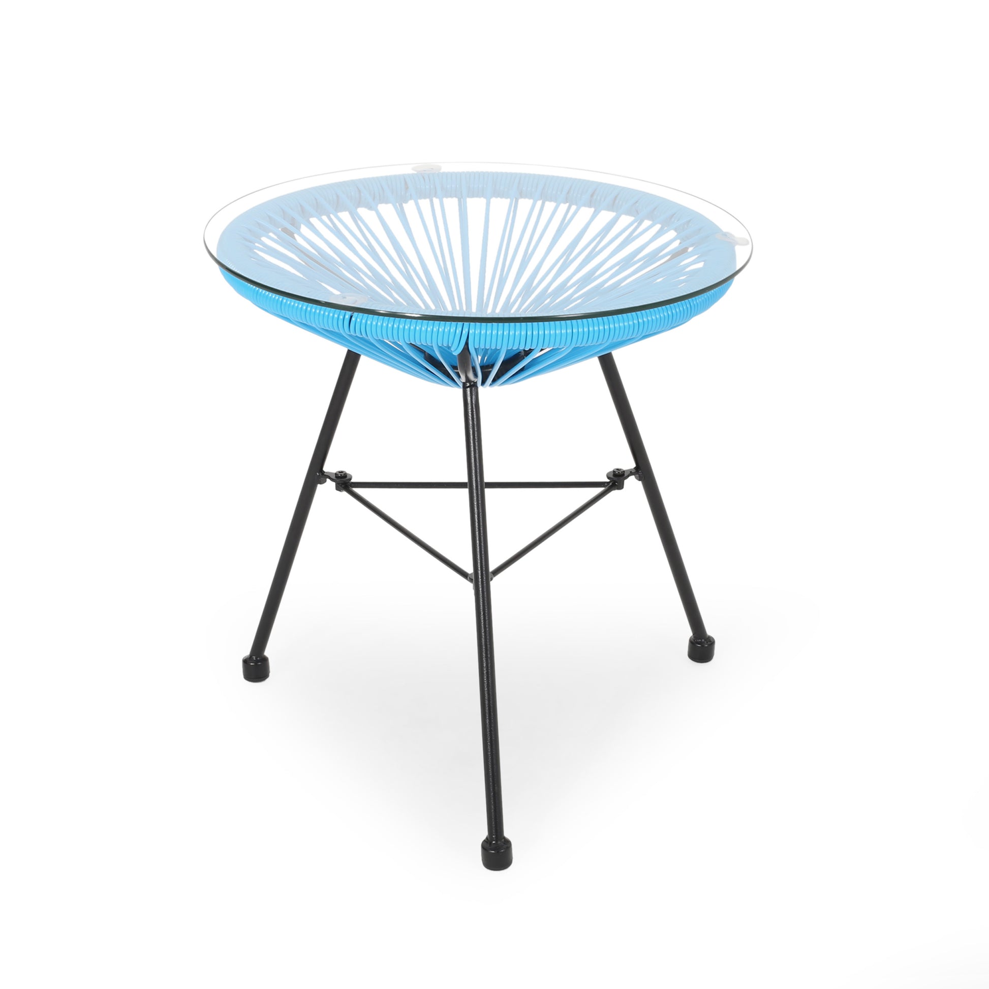 Nusa Side Table Blue Tempered Glass