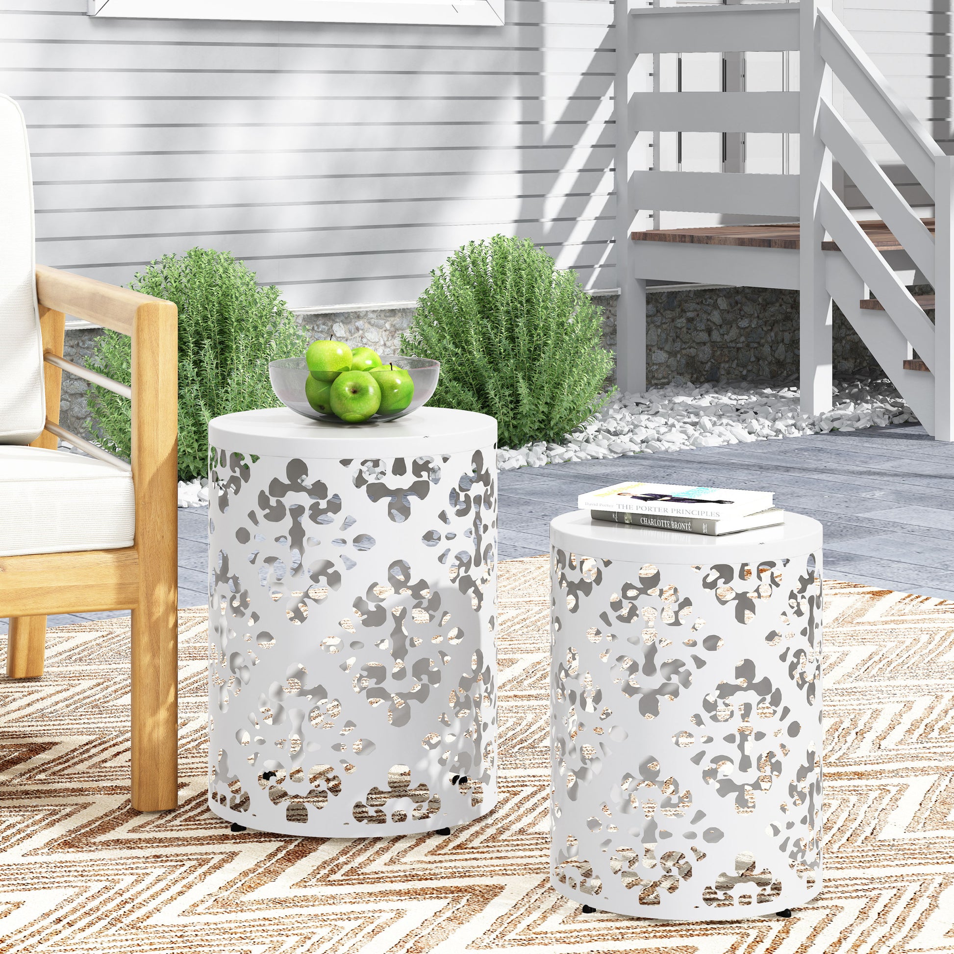 Metal S 2 End Table White Iron