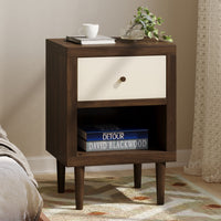 1 Drawer Nightstand Walnut Mdf