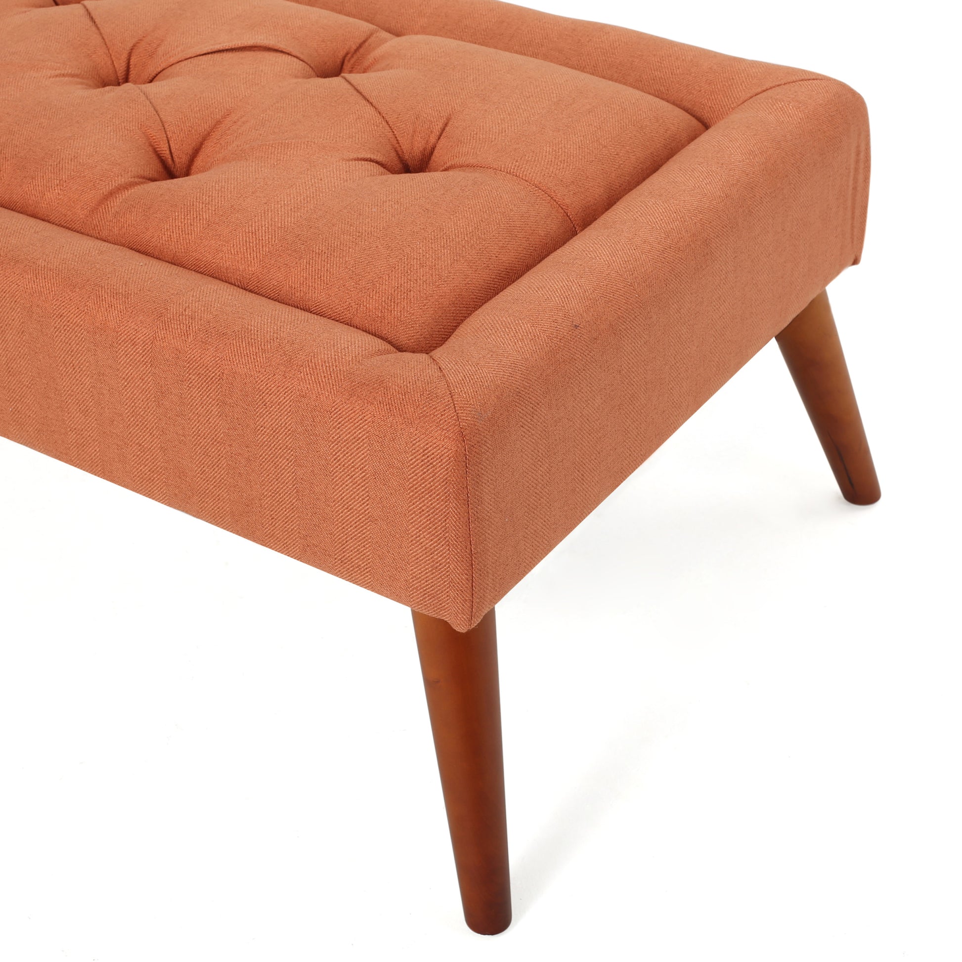 Tuft Top Ottoman Orange Fabric