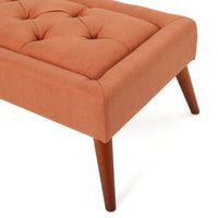 Tuft Top Ottoman Orange Fabric