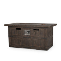 Andrew Rectangle Fire Pit 40,000 Btu Tank Inside Brown Magnesium Oxide