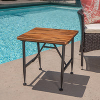 Ocala Inductrial Wood Metal End Table Black Acacia Wood