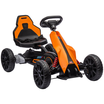 Aosom 12V Electric Go Kart For Kids, Outdoor Ride On Toy With Forward Backward Drive & Adjustable Speed, Gift For Child 3 8 Years Old, Orange Orange Plastic