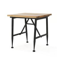 Ocala Inductrial Wood Metal End Table Black Acacia Wood