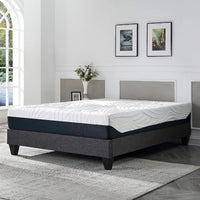 1Pc Contemporary Upholstered Platform Bed California King Linen Like Polyester Fabric Steel Grey Wood Frame Bedroom Box Spring Not Required California King Steel Gray Wood Primary Living Space Contemporary Bed Frame Polyester Wood