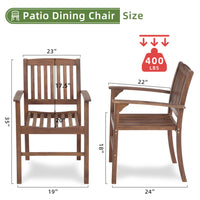 Patio Dining Chair Set Of 2, Solid Wood Indoor Outdoor Furniture Brown Brown Acacia Wood