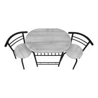 Dining Table Set, 3Pcs Set, Small, 32" L, Kitchen, Grey Laminate, Black Metal, Contemporary, Modern Grey Particle Board