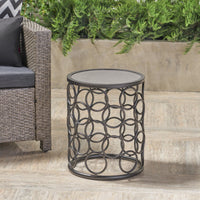 Side Table Grey Black Metal