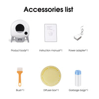 Self Cleaning Litter Box 2.2Lb 23Lb Cat Can Use, 100L Automatic Cat Litter Box Self Cleaning, Extra Large For Multiple Cats, Anti Pinch, All Clumping Litter Can Use, With Garbage Bags, App Control White Gray Abs